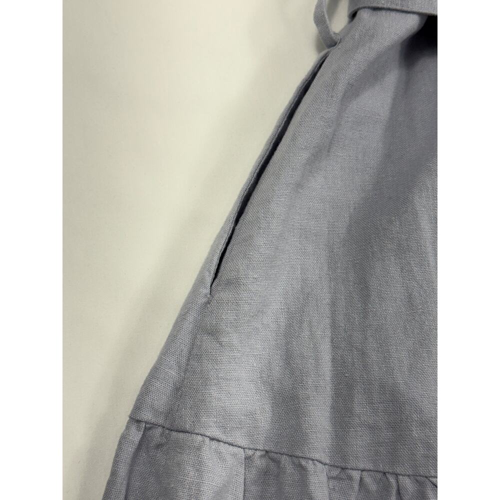 Nicole Miller Linen Blend One Shoulder Ruffle Chambray Midi Dress Size M - Picture 8 of 9